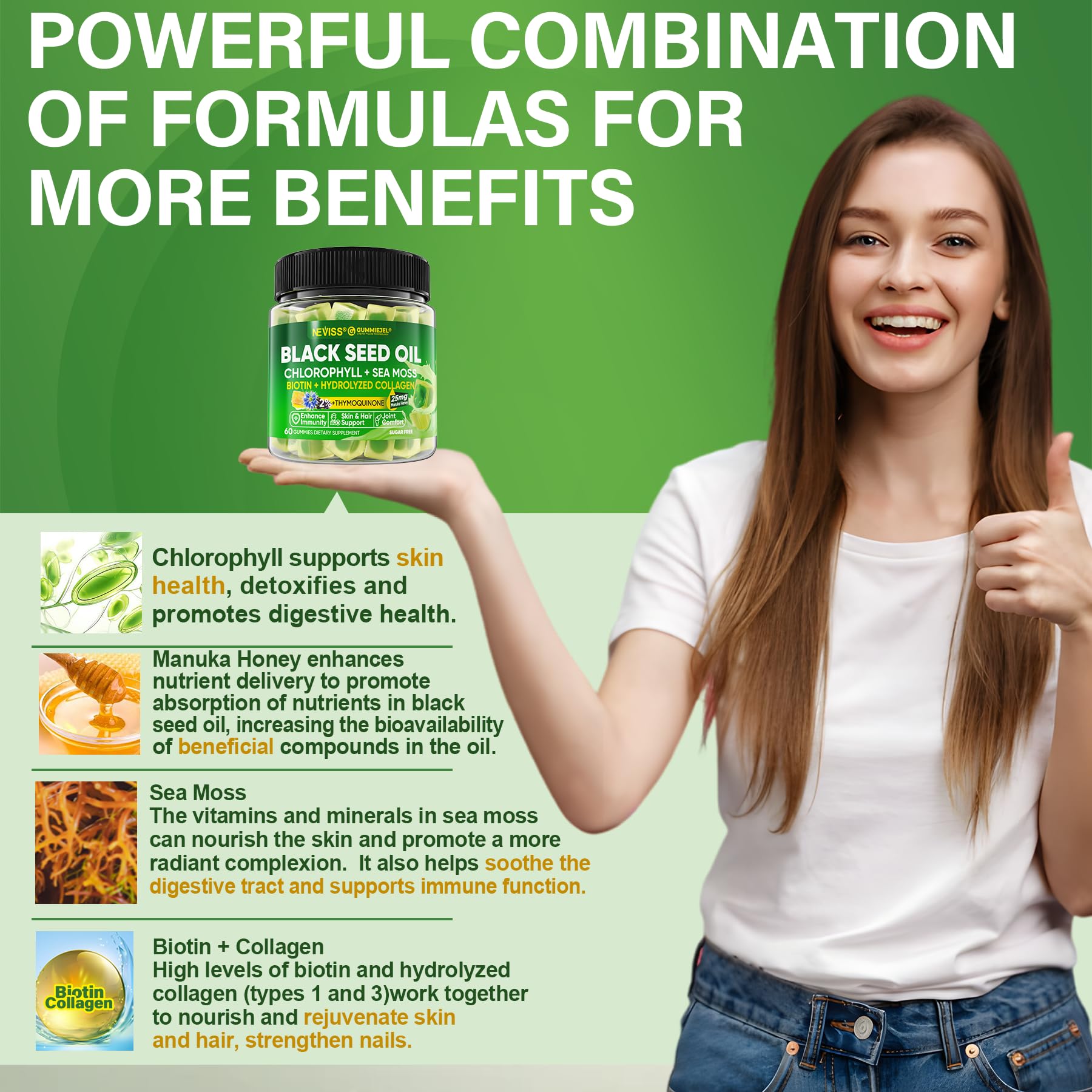 Neviss sea moss and chlorophyll ingredient scene with mineral nourishment
