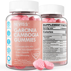 NEVISS Garcinia Cambogia Gummies bottle for convenient daily energy support.
