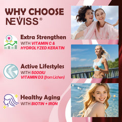 NEVISS sugar-free grape-flavored collagen gummies with natural sweeteners.