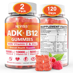 NEVISS sugar-free ADK B12 gummies bottle front for daily wellness