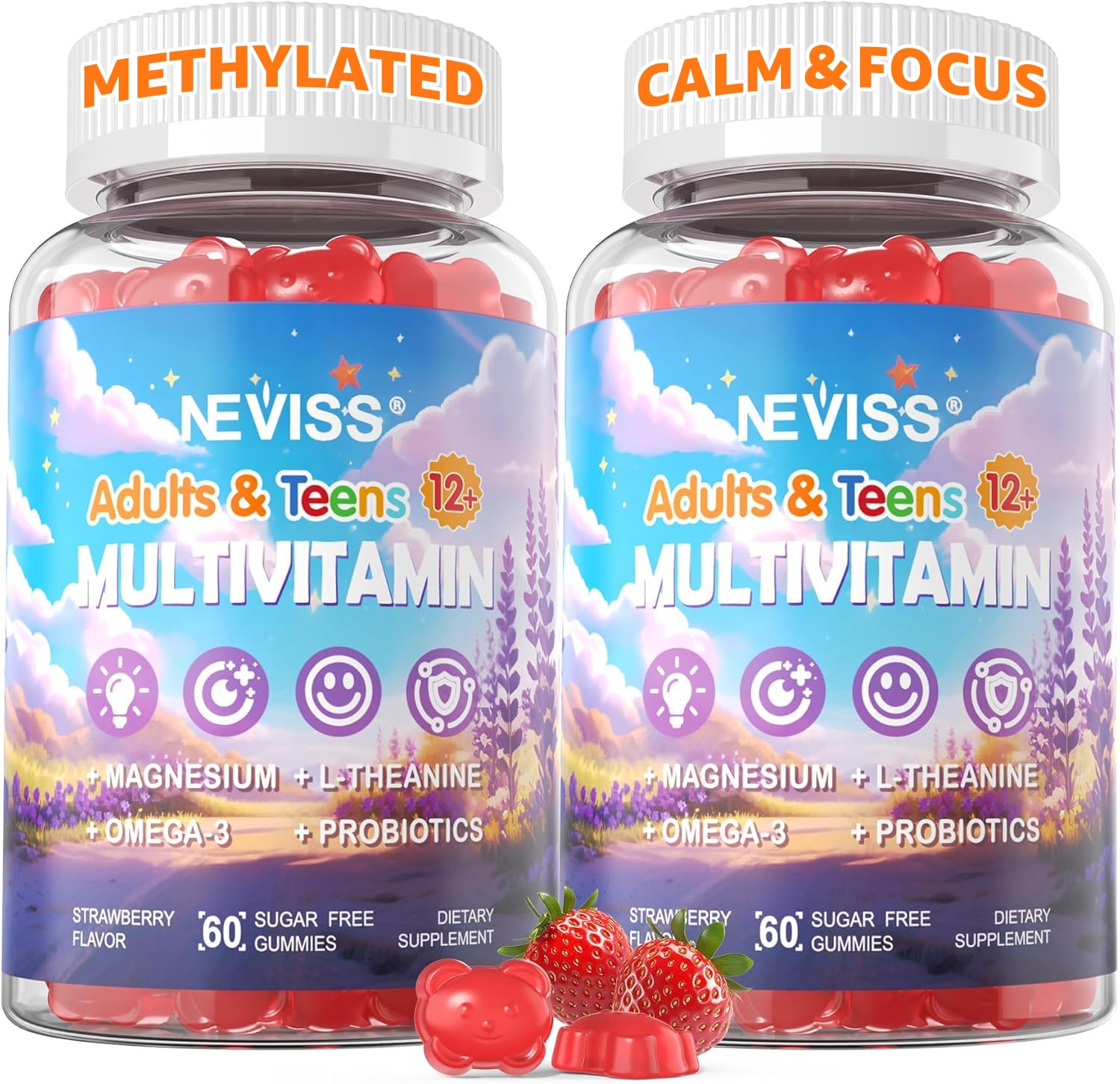 NEVISS teen vitamins bottle on desk promotes balanced growth.