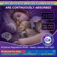 Neviss time-release graphic illustrating steady magnesium levels overnight.