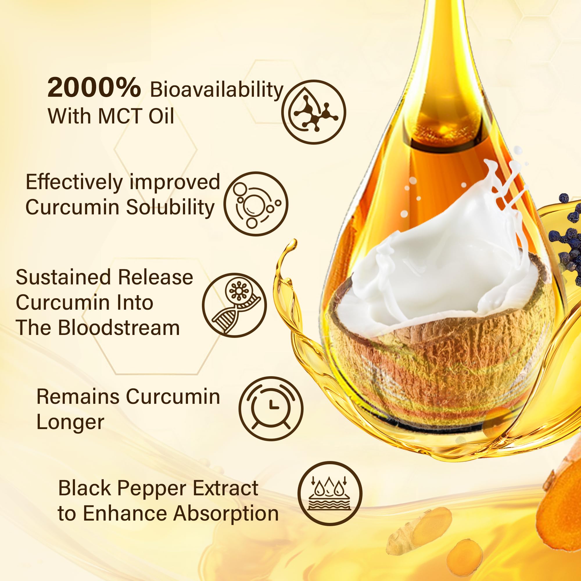NEVISS Turmeric Gummies gel-free shell closeup highlights smooth texture.