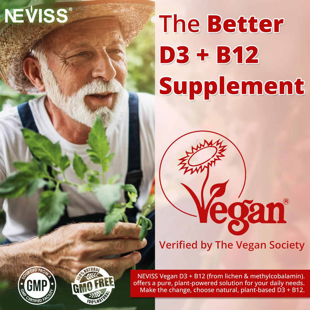 NEVISS D3 B12 gummies berry closeup—plant-based, vegan nutrition.