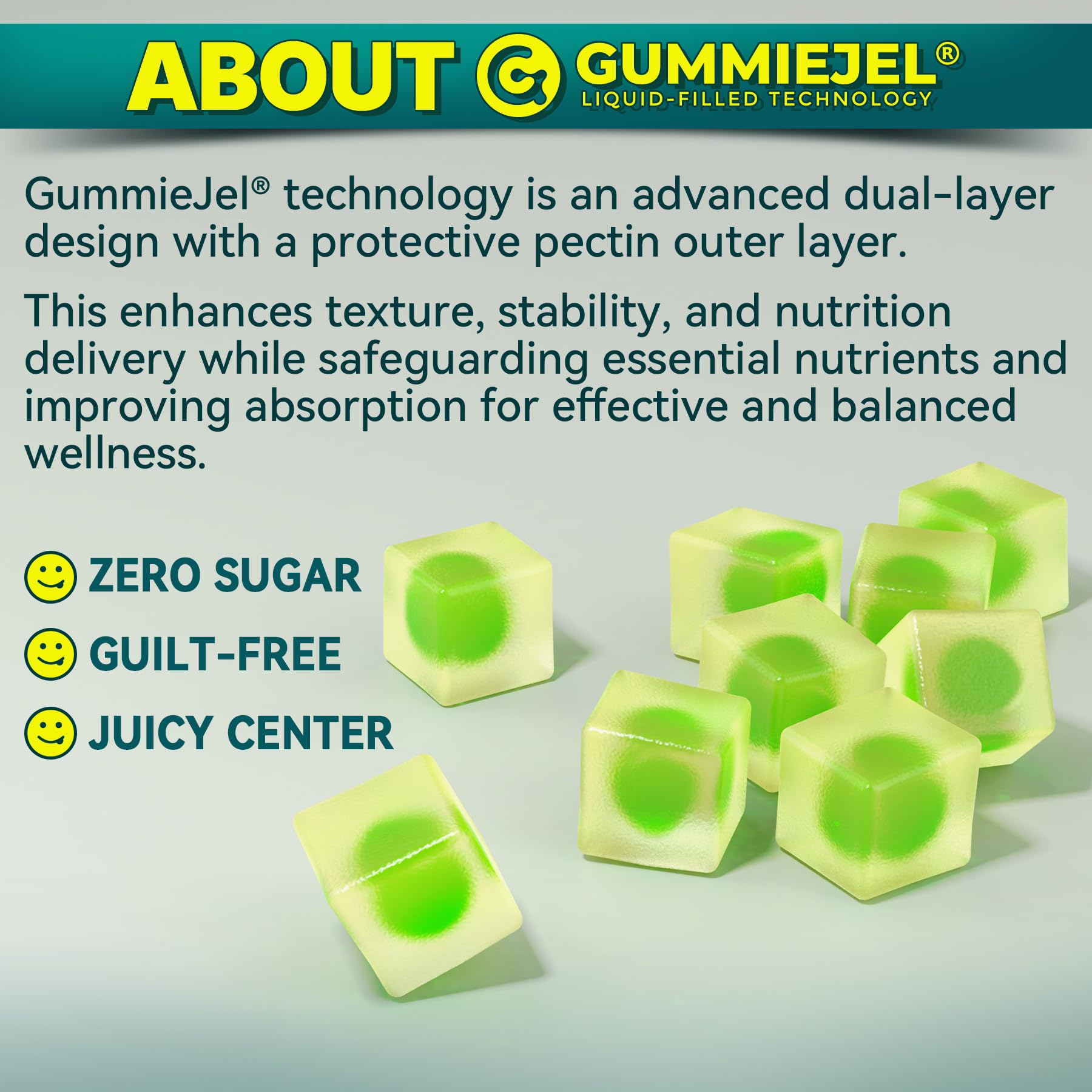 NEVISS vegan omega-3 gummies closeup hints at enjoyable taste profile.