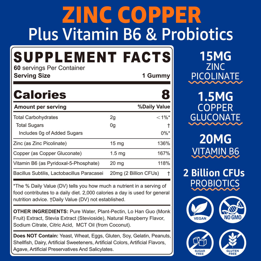 Neviss Zinc-Copper Gummies pack shows vegan formula and clear label