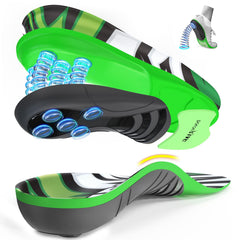 NEVVIS Dynamic Spring insole delivers heel-strike shock absorption for energized steps.