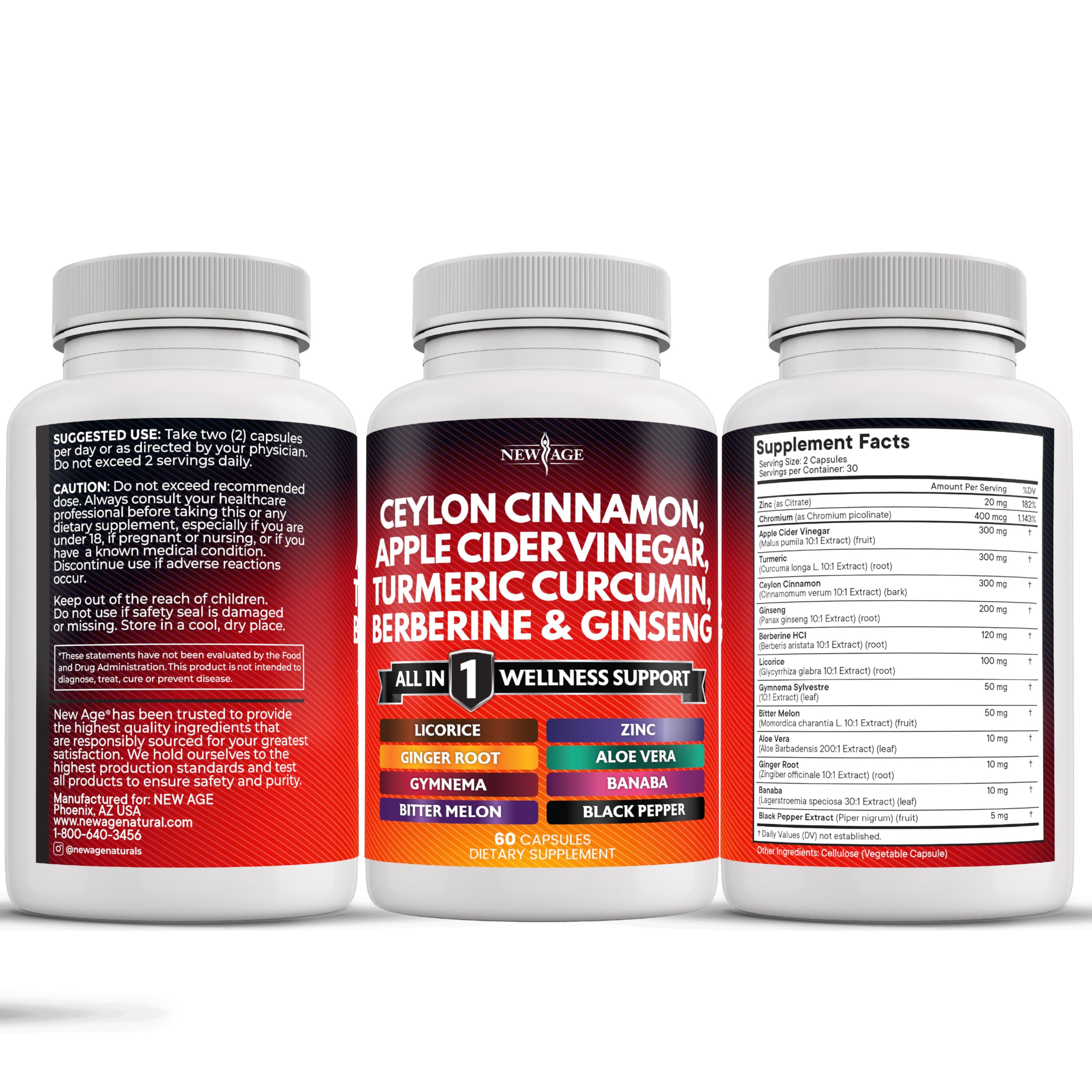 NEW AGE 14-in-1-cinnamon-blend-bottle conveys convenient all-in-one wellness.