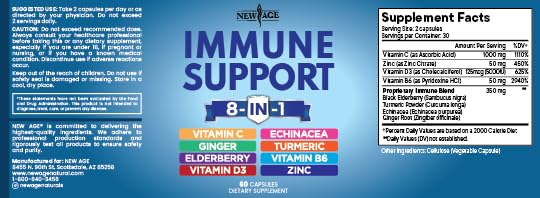 NEW AGE 8-in-1 immune dose information image for daily use