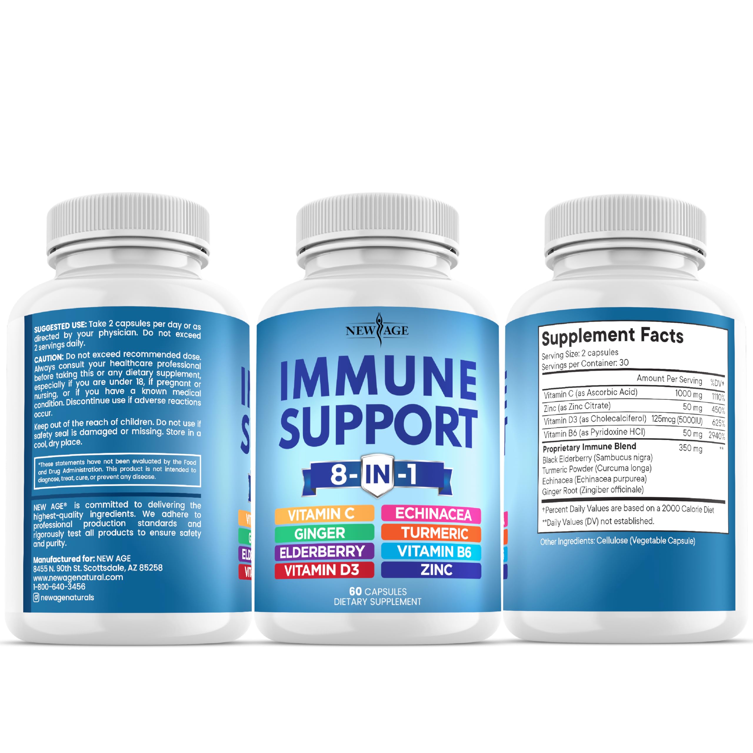 NEW AGE 8-in-1 immune packaging display showing sturdy protection