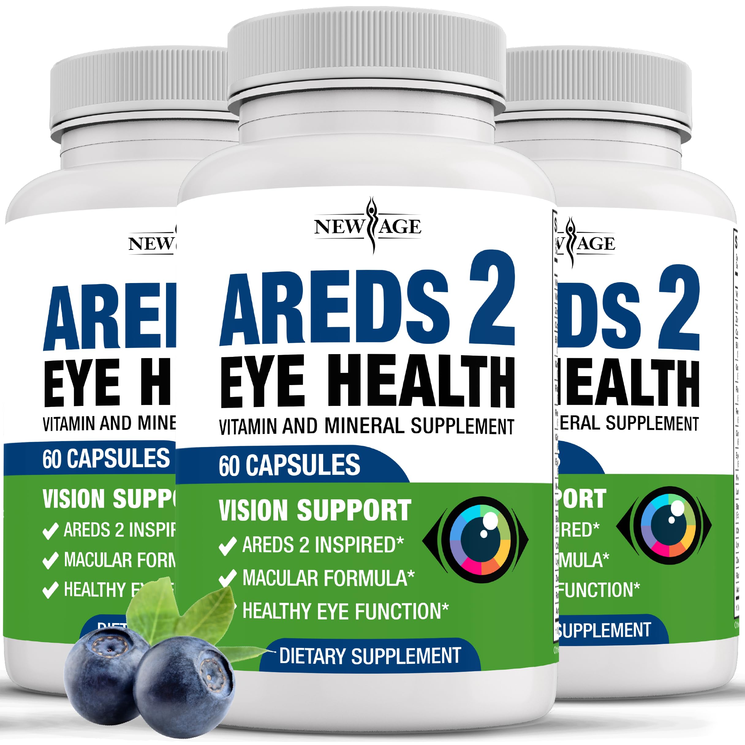 NEW AGE AREDS 2 Eye Vitamins bottle front supports daily eye health