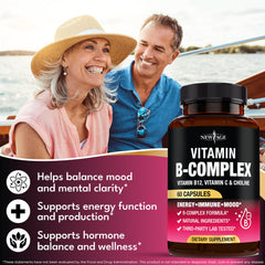 NEW AGE B Complex capsules in bottle for easy daily intake and energy