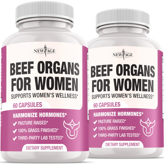 NEW AGE Beef Organ Women bottle front for easy daily vitality on the go