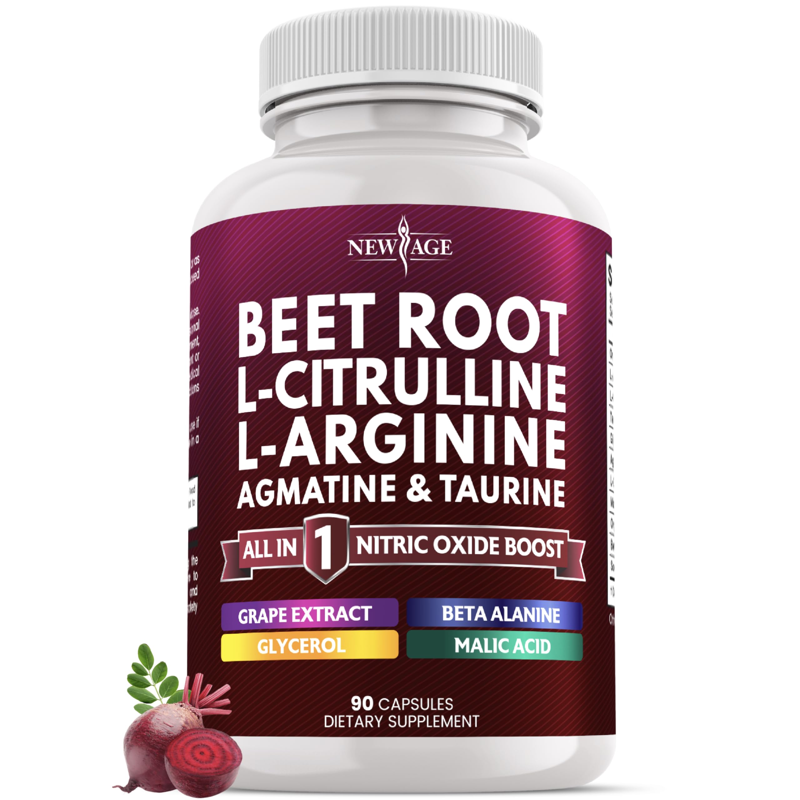 NEW AGE Beet Root Capsules bottle, convenient daily support for nitric oxide