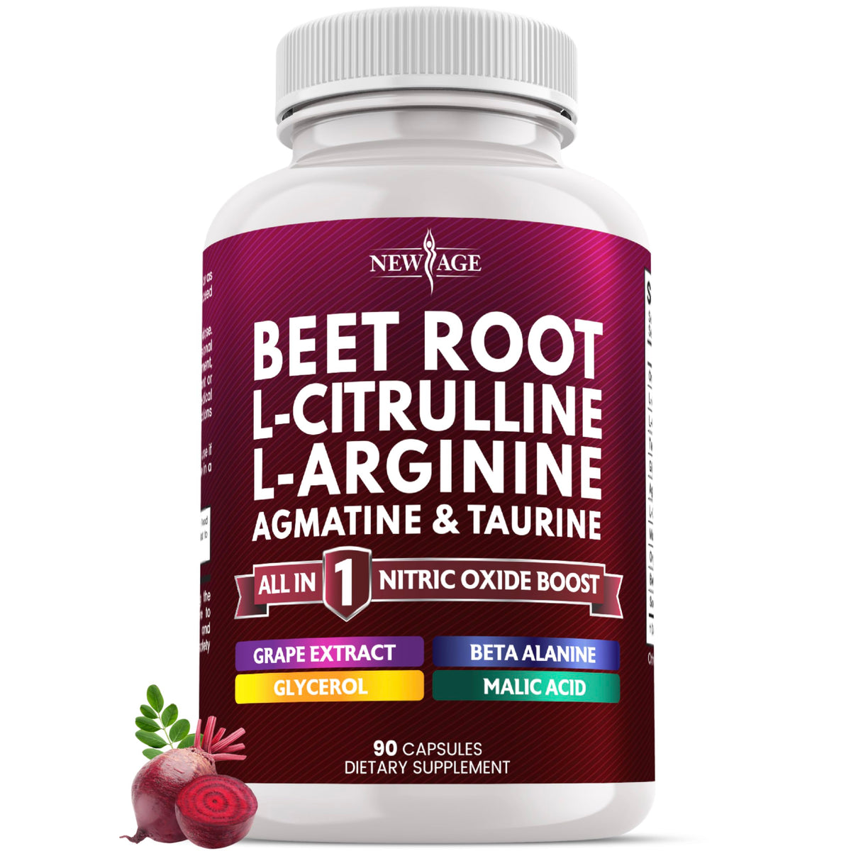 NEW AGE Beet Root Capsules bottle, convenient daily support for nitric oxide