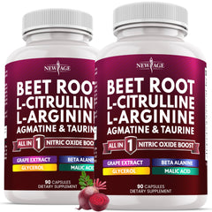 NEW AGE Beet Root Capsules bottle with vegan capsules for daily wellness.