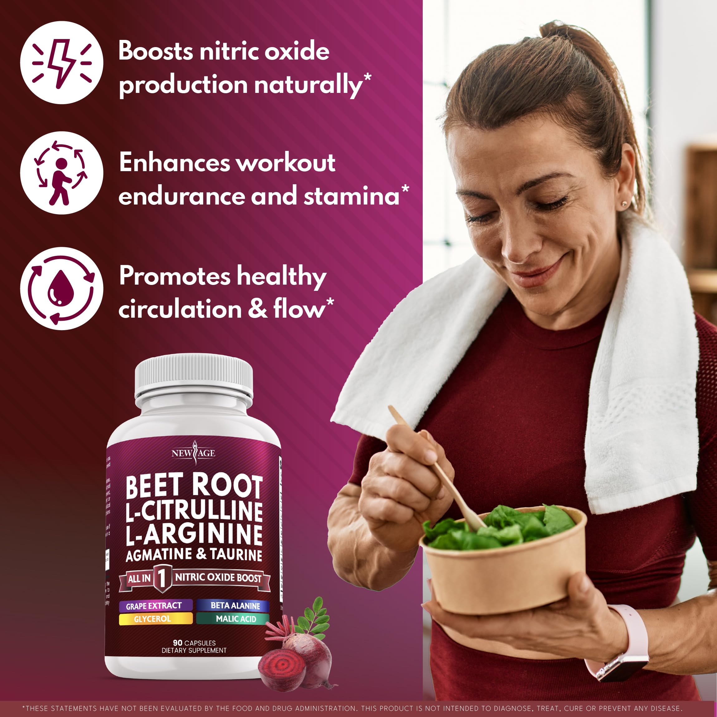 NEW AGE Beet Root Powder close-up highlighting antioxidant-rich supplement for vitality.