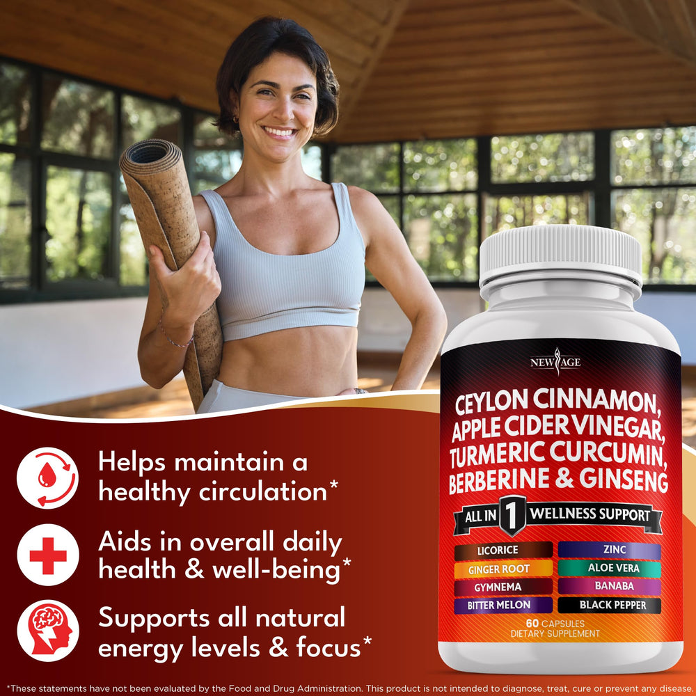 NEW AGE berberine-cinnamon-complex capsules provide a balanced botanical profile in one dose.