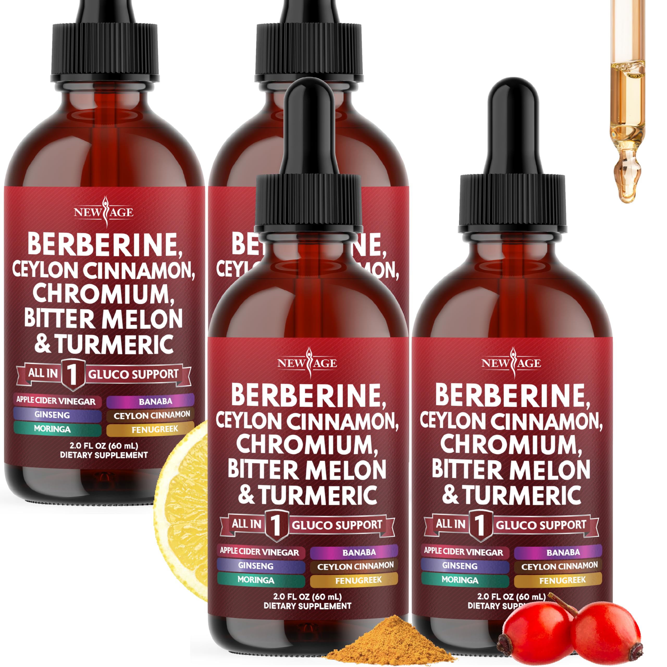 NEW AGE Berberine Cinnamon Drops bottle for daily wellness support.