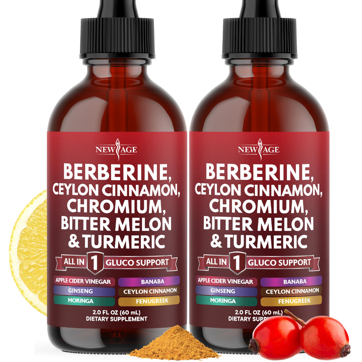 New Age Berberine Cinnamon Drops bottle for daily use.