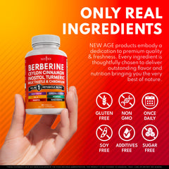 NEW AGE berberine-cinnamon packaging-back with key benefits listed
