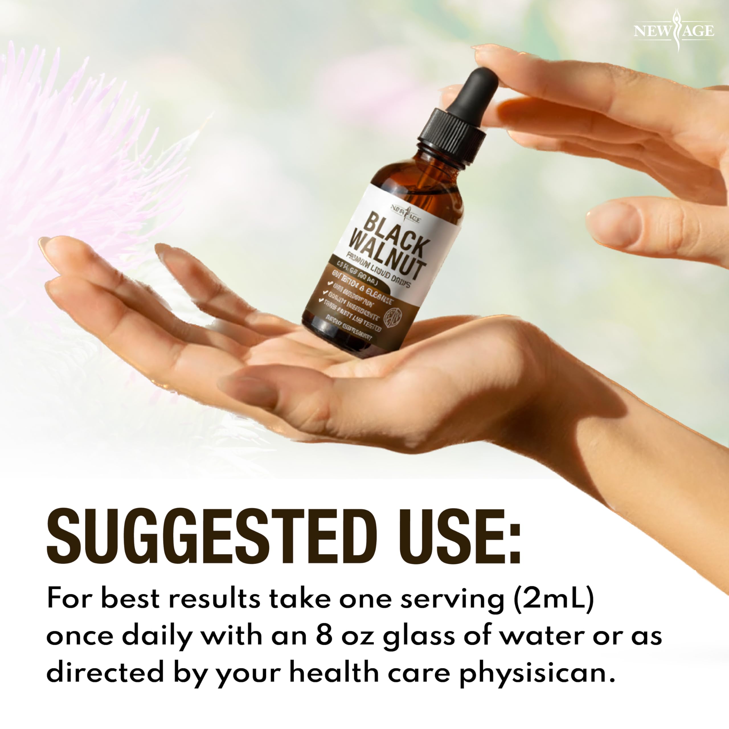 NEW AGE Black Walnut Liquid Drops ingredients panel notes alcohol-free glycerin base