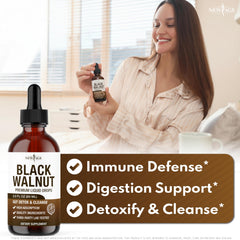 NEW AGE Black Walnut Liquid Drops label confirms vegan non-GMO gluten-free quality
