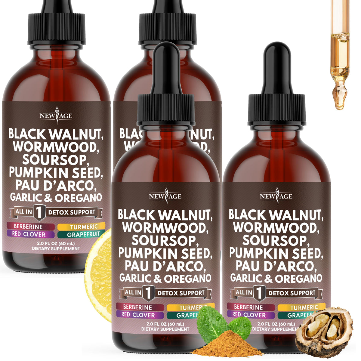 NEW AGE Black Walnut Wormwood Cleanse Drops bottle for gut health