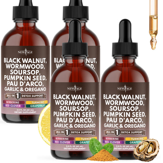 NEW AGE Black Walnut Wormwood Cleanse Drops bottle for gut health