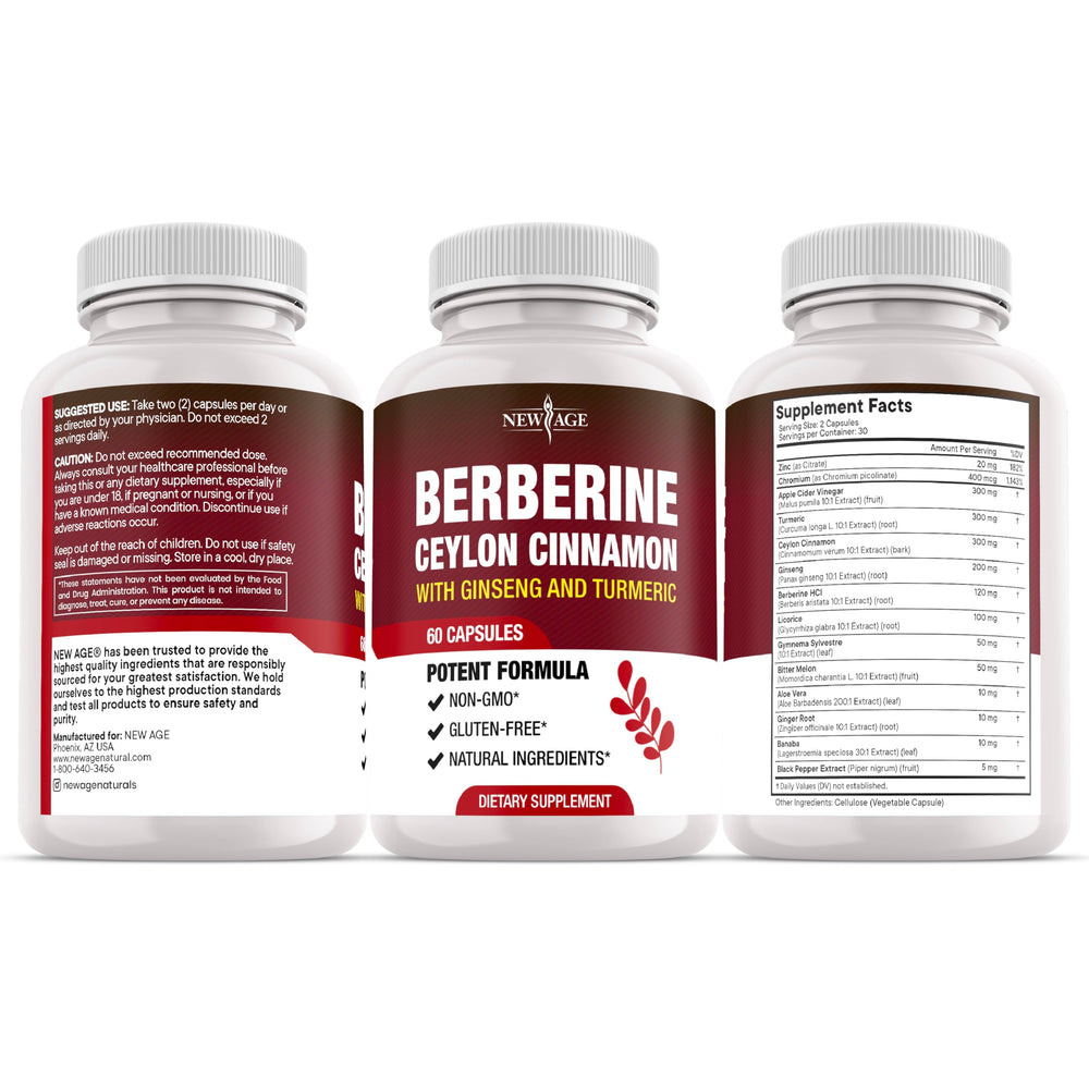 NEW AGE True Ceylon Cinnamon capsules highlighting premium cinnamon blend.