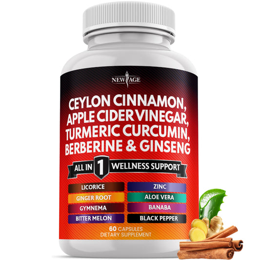 New Age ceylon cinnamon bottle close-up for convenient daily wellness support