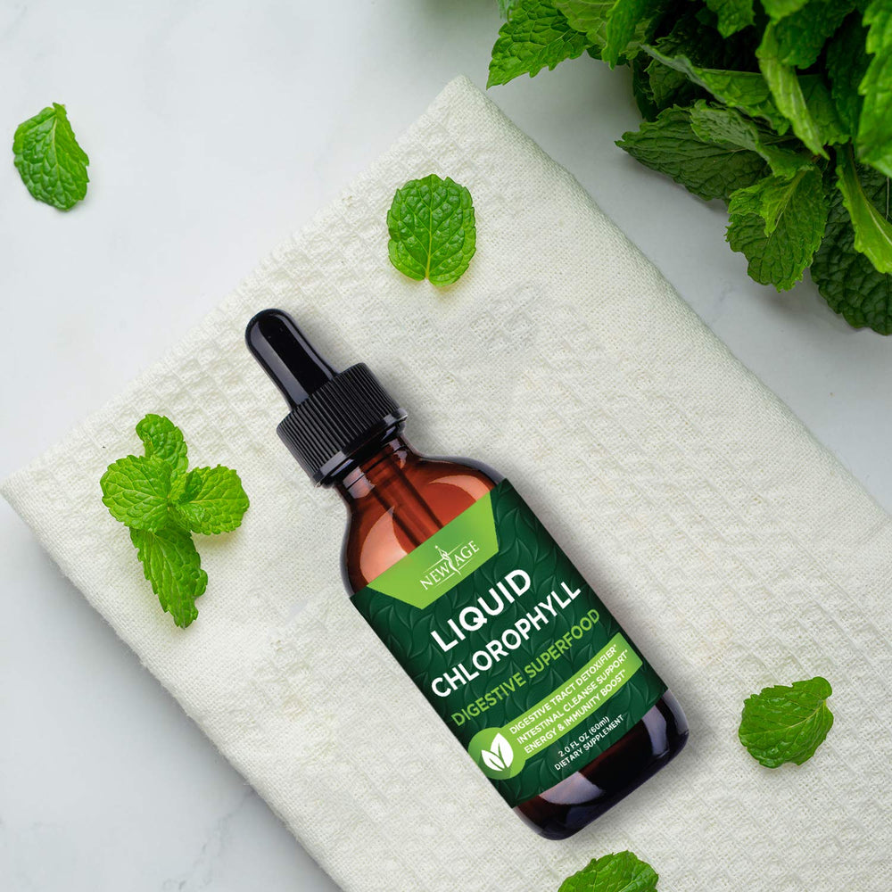 NEW AGE Chlorophyll Liquid Drops four 2-ounce bottles in the pack for convenient sampling.
