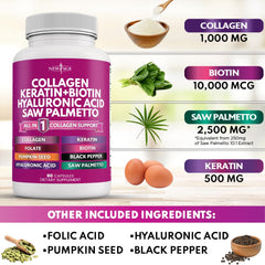 NEW AGE Collagen Pills pumpkin seed oil capsule in focus for botanicals