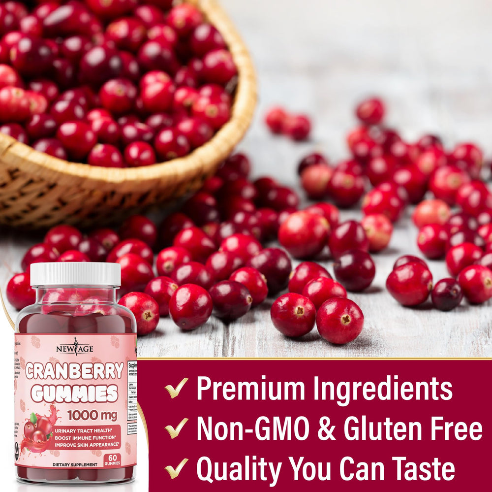 New Age Cranberry Gummies close-up of chewy texture and berry aroma