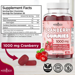 New Age Cranberry Gummies bottle side for daily use and bladder comfort