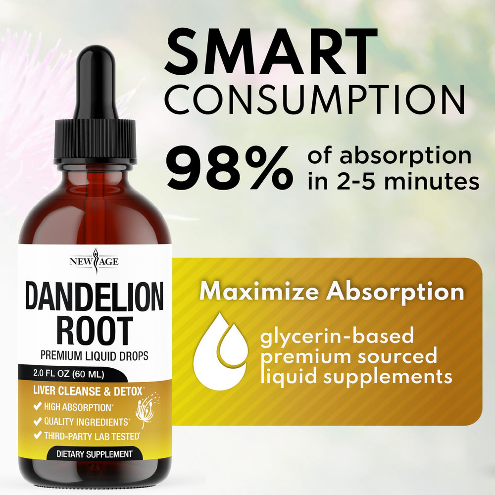 NEW AGE Dandelion Root Extract Drops mix easily into water or juice