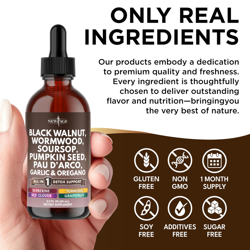 NEW AGE Dropper pours drops into glass for easy daily use
