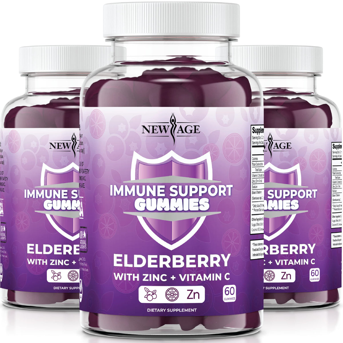 NEW AGE Immune System Gummies pack supports daily immune health with elderberry.
