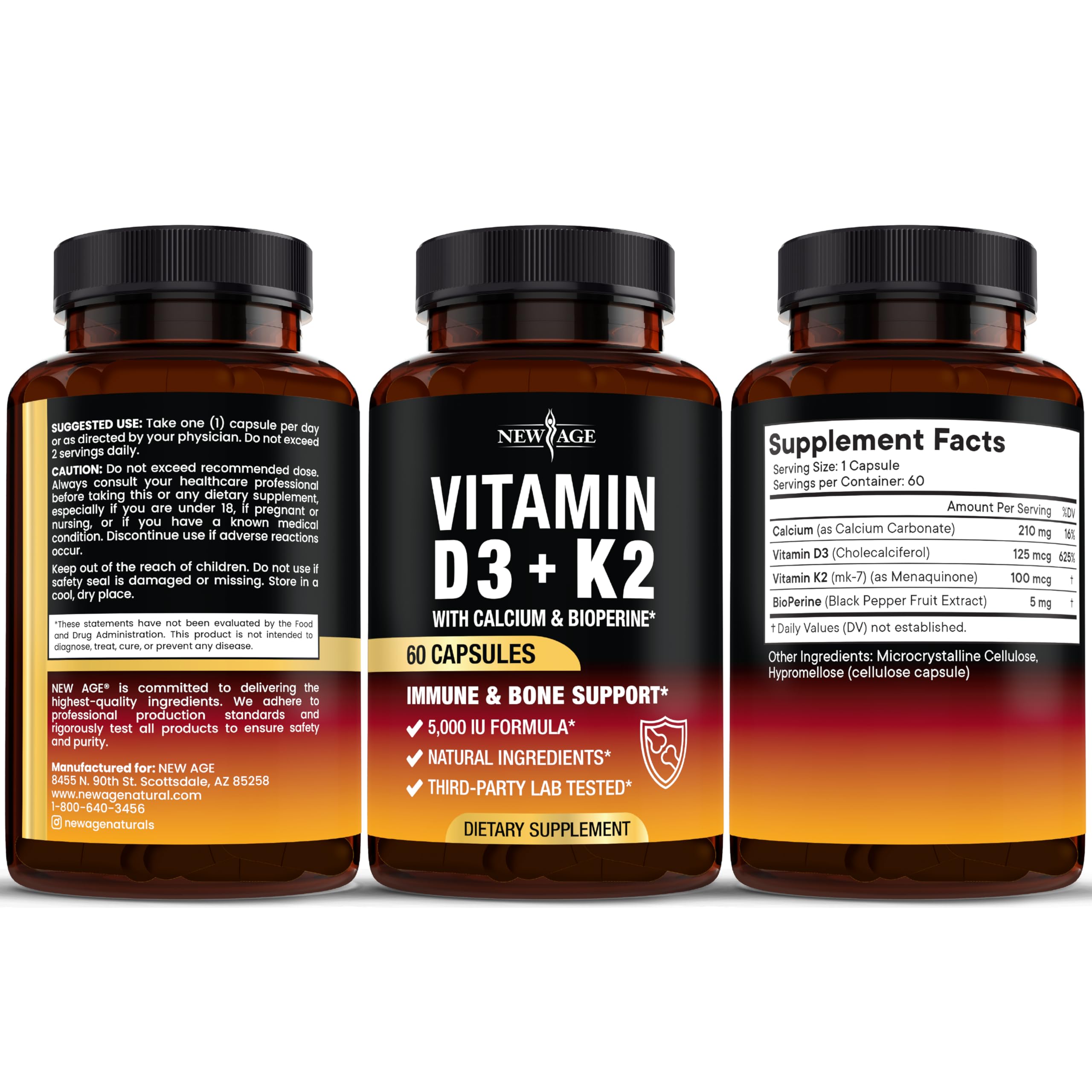 NEW AGE supplement bottle on kitchen counter ready for daily use.