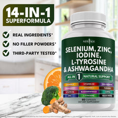 NEW AGE ingredients-infographic illustrating key minerals and herbs for everyday vitality.