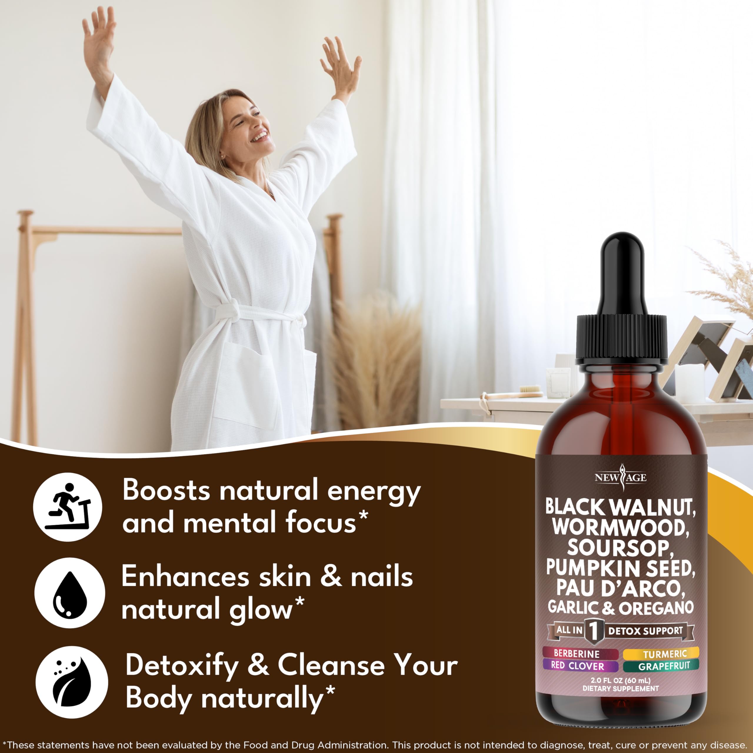 NEW AGE Liquid drops amber bottle ready for daily use