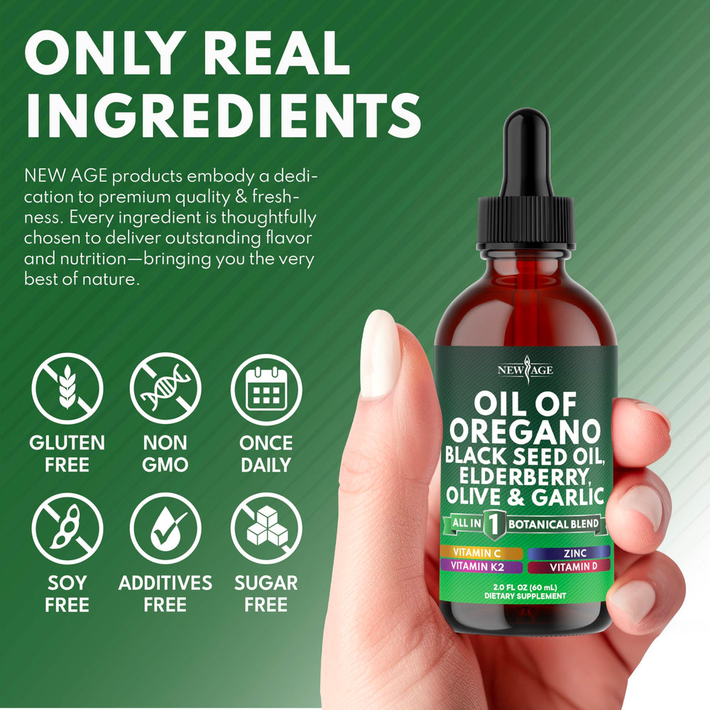 NEW AGE liquid drops offer rapid absorption for convenient daily use.