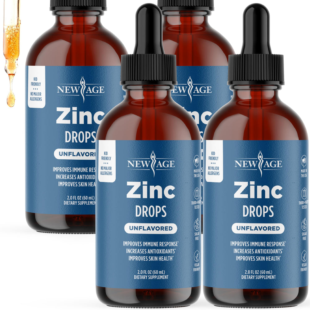 NEW AGE Liquid Zinc Drops bottle with dropper for daily immune support