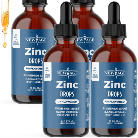 NEW AGE Liquid Zinc Drops bottle with dropper for daily immune support