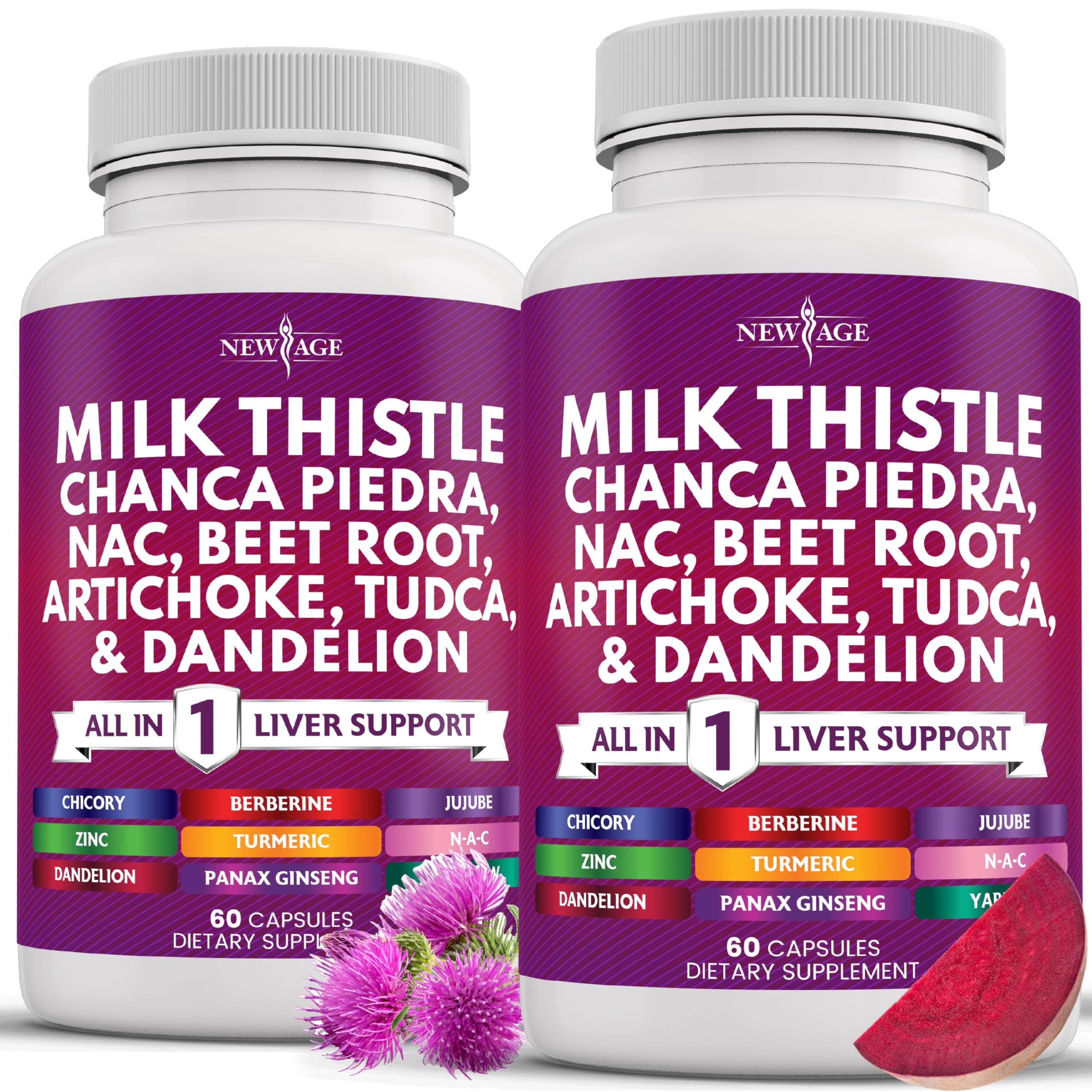 New Age Liver Support bottle with milk thistle capsules for daily wellness