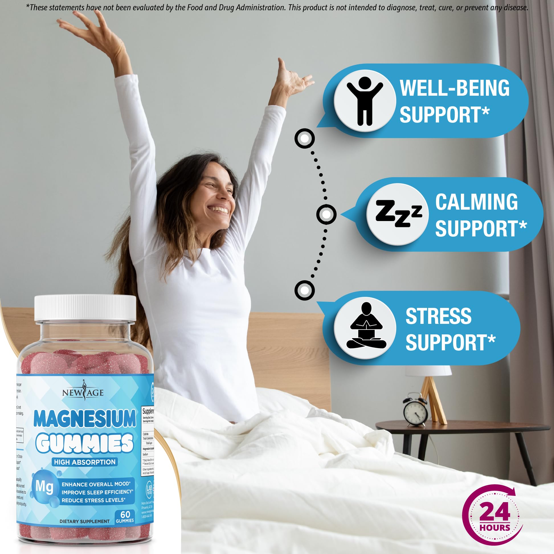 New Age Magnesium Gummies raspberry flavor closeup inviting a tasty daily ritual.