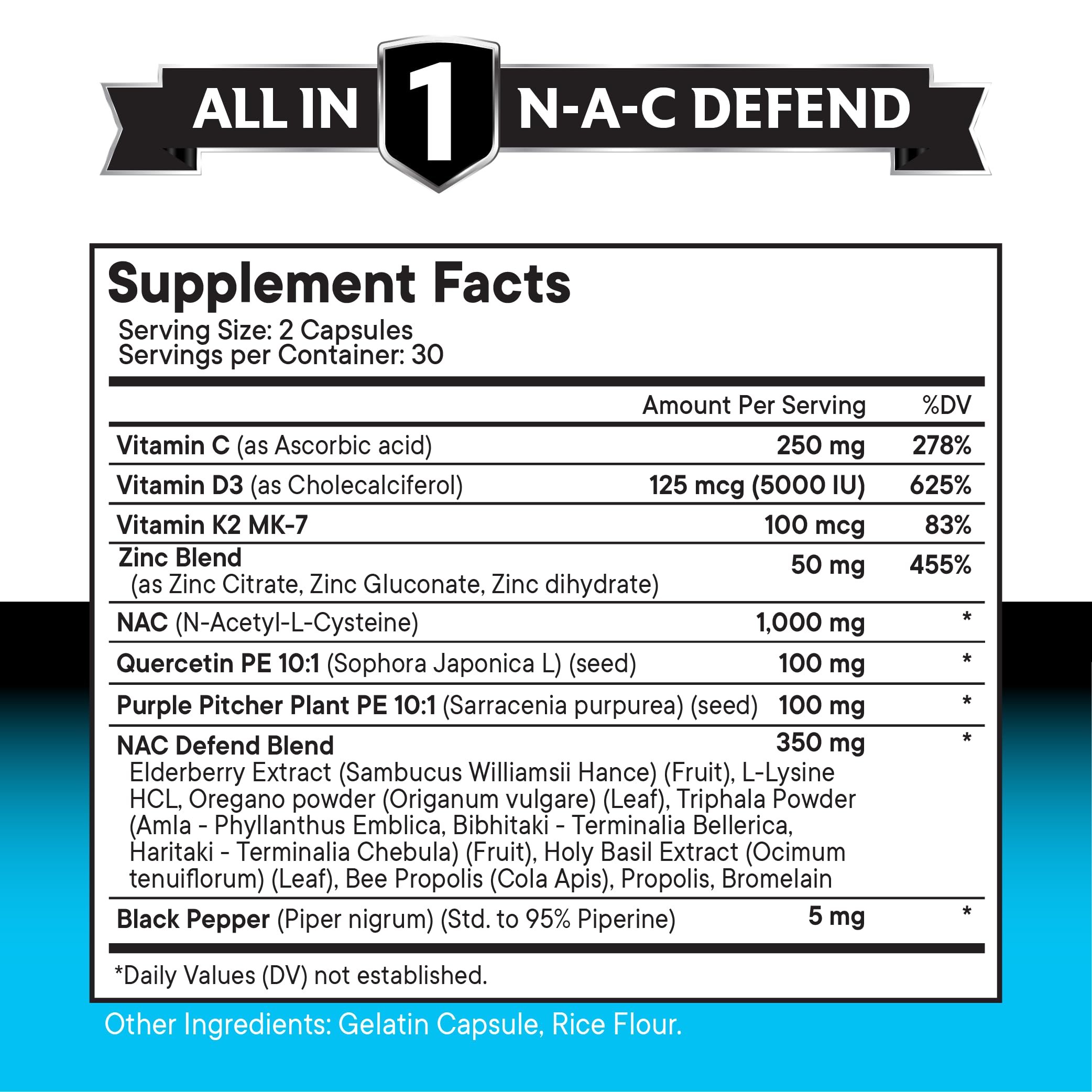 NEW AGE NAC supplement bottle label closeup highlights ingredients for immune-friendly support.