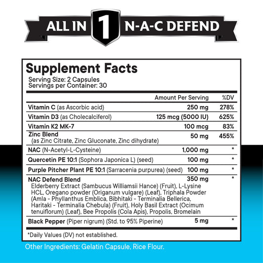 NEW AGE NAC supplement bottle label closeup highlights ingredients for immune-friendly support.