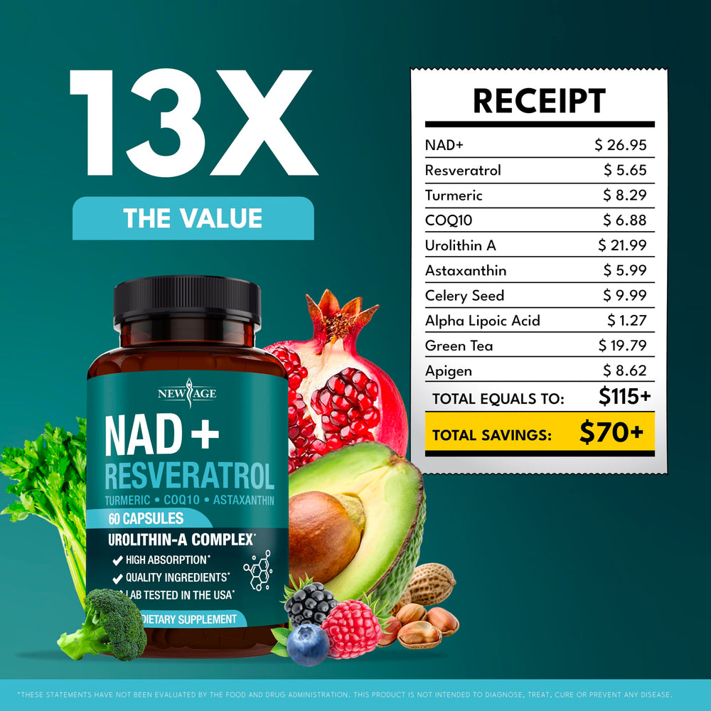 NEW AGE NAD+ mental clarity illustration suggests focused, sustained cognitive performance.