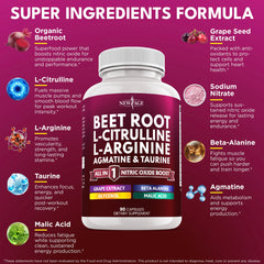 NEW AGE NO2 blend ingredients close-up for nitric oxide support during workouts.